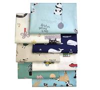 Qililandiy 7pcs Fat Quarter Cotton Fabric Assorted Cute Animal Patterns 18x22Inches