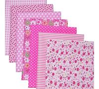 Qililandiy 7pcs Large Size Assorted Patterns Fabric Material for Patchwork Quilting 50 * 50cm (Pink)