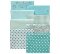 Qililandiy Blue Series Flowers Dot Grid Striped Pattern 8pcs Fat Quarter Bundles Cotton Fabric Quilting Patchwork Fabric for Sewing Crafting 18x22 inches