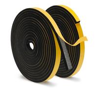QILIMA 2 Rolls Foam Tape Weather Stripping 6mm x 12mm x 5m (10m Total), High Density Self Adhesive Window Door Seal Strip, Waterproof Soundproofing Draft Excluder for Gaps
