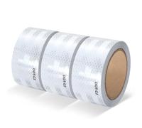 QILIMA 3 Rolls Reflective Tape 50MM X9.14M Reflector Tape Waterproof Self-Adhesive Warning Stickers Security Marking for Bicycle Car Truck Motorcycle Baby Strollers Helmets at Night White