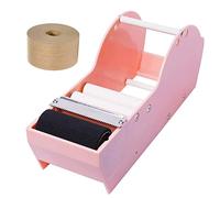 QILIMA Desktop Pink Water Activated Tape Dispenser with Reinforced Kraft Paper Gum Tape 1.88In x 55 Yards for Shipping, Carton and Box Sealing