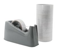 Qilima Desktop Tape Dispenser with Nano Tape, Non Slip Base - Heat Resistant, Fits 1" & 3" Core, Grey