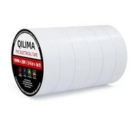 QILIMA White Electrical Tape, 19mm x 20m, Strong Self-Adhesive PVC Insulation Tape for Insulating, Repairing and Protecting Electrical Wires, Pack of 6 Rolls