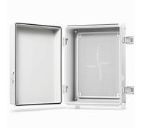 QILIPSU Waterproof Outdoor Junction Box, IP67 ABS Plastic Electrical Enclosure with Mounting Plate, Wall Brackets, Grey Hinged Cover Weatherproof for Projects (14.8"x10.8"x6.1")
