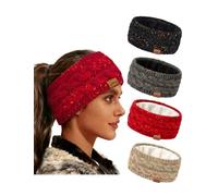 Qilitop 4 Packs Womens Winter Headbands Fuzzy Fleece Lined Knit Ear Warmers | Winter Knit Headbands, Fleece Lined Ear Warmers, Crochet Cable Head Wraps, Ear Muffs, Stocking Stuffers, Accessories, Gifts