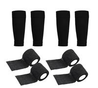 QILJIA Pack of 4 Football Sock Sleeves Cut Socks Football Fit for Calf and Shin Pads, 4 Rolls Self-Adhesive Football Sock Tape,Sock Sleeve Football Pre Cut Football Socks for Youth Adults (Adults, 8)