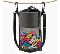 QILUCKY Waterproof Peg Bag for Washing Line with Hanger,Peg Basket with Adjustable Shoulder Strap & Drawstring Closure,Oxford Fabric Pegs Organizer for Indoor Outdoor Laundry Storage