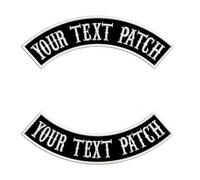 QIMAMADE 2 PCS Custom Patch Embroidered Rocker Patches Personalized Motorcycle Biker Large Badge Back Patch for Vest Jacket Jeans, Black Name Patch Iron on Sew on TOP & Bottom Size XL