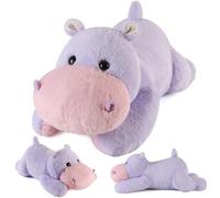 QIMANGAL Anxiety Relief for Adults Plushies Squishmallow Large Soft Pillows Weighted Teddy Stitch Squishmallow Plush Toys Hippo Purple (22" 4.5 lbs)