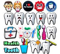 Qimbytar Dental Health Shoe Charms Fit for Clog Sandals Decoration, Teeth Protect Shoe Charms for Party Favor, S, Polyvinyl Chloride, No Gemstone