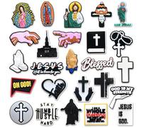 Qimbytar Summer Jesus Sports Ball Animals Breast Bee Flowers Shoe Charms Fit for Clog Sandals Decoration, Cute Shoe Charms for Party Favor, Non-Precious Metal, No Gemstone