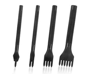 QIMEI-SHOP Leather Craft Hole Punches Tools 1/2/4/6 DIY Prong Steel Diamond Lacing Stitching Chisel Set Black 4mm