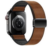 Qimela Magnetic Leather Strap Compatible with Apple Watch Band 38mm 40mm 41mm 42mm 44mm 45mm 46mm 49mm for Men Women,Top Grain Genuine Leather Wristband for iWatch Series 10 9 8 7 6 5 4 3 Ultra 2 1 SE