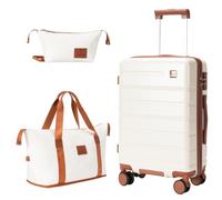 QIMER Y01 Carry on Luggage Set, Beige, 20"/DB/TB-NO EXT, Hardside Luggage With Spinner Wheels