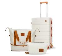 QIMER Y01 Luggage Set, Beige, 3 Piece Set(20"/DB/TB), Hardside Luggage With Spinner Wheels