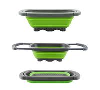 QiMH Colander collapsible Over The Sink Vegtable/Fruit Colander Strainer With Extendable Handles(Green&Red) (Green)
