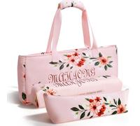 QIMIALOL Empty Mahjong Bags for Tiles and Racks, Sturdy Pink Printed Storage Case, Perfect American Mahjong Carrying Bag for Game Nights, Parties, Community, Camping or Travel (3-Piece Bags Only)