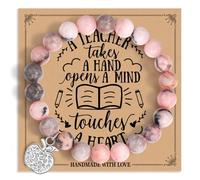 QIMIUTB A Teacher takes a hand,Lucky Beam Bracelets for Women Teacher,Best 2025 Lucky Healing Stone Bracelets Gifts for Christmas Granduation Teacher Birthday Teacher Appreciation Day Thanksgiving-91