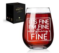 QIMIUTB It's Fine I'm Fine Everything Is Fine Wine Glasses Gift for Women, Positive Inspirational Gifts for Best Friend, Men, Daughter, Bff, Uplifting Encouragement Gifts-144