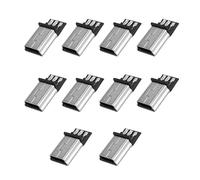 qimoi 10 Pcs Mini USB 5 Pin Male Plug DIY SMT Connector Silver Tone Dark Gray