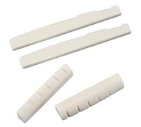 qimoi 2 Sets of 4pcs 6 String Acoustic Guitar Bone Bridge Saddle and Nut Made of Real Bone