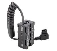 qimoi D-TAP to NP-F550/970 NP-F Double-Sided Dummy Battery Virtual Battery Monitor LED Light External V-Port Power Supply