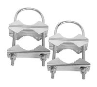 qimoi Double Antenna Mast Clamp V-Jaw Bracket U Bolts Pipe Mounting Hardware 2 Sets for WiFi Antenna, TV Antenna