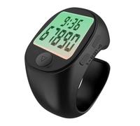 qimoi Electronic LCD Digital Counter for Prayer Time Reminder Waterproof Tasbeeh Finger Counter for Muslims Black