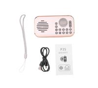 qimoi Portable FM Radio Rechargeable Small Wireless Bluetooth Speaker Surround Stereo Sound USB Vintage Radios Pink