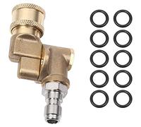 qimoi Quick Connecting Pivoting Coupler 180 Degree with 5 Angles and Safety Lock for Pressure Washer Nozzle, Max 5000 PSI, 1/4 Inch Plug