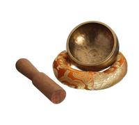 Qimopi Hand Hammered Tibetan Singing Bowl Set, 8cm Brass Sound Bowl with Cushion and Wood Striker for Meditation