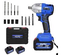 Qimu 21V Cordless Impact Wrench, 420N.m Max Torque, 2300 RPM, Brushless Motor, Variable Speed, 6.0Ah Battery & Charger, Reverse Brake Stop, For Car Repairs