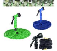 Qimu 75ft/100ft/150ft/200ft Expandable Garden Hose, Flexible Rubber & Plastic Hose with 7 Function Spray Nozzle for Garden & Outdoors Watering and Cleaning, Black