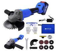 Qimu Cordless Angle Grinder 10000 RPM Brushless Angle Grinder Tool 4-1/2' Inch Grinder Kit w/ 3000mAh Battery 2-Position Side Handle, Portable Lightweight Mini Grinder with Cutting & Grinding Wheels