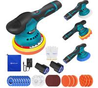 Qimu Cordless Car Buffer Polisher 6IN Car Buffers and Polishers Kit Cordless Polisher with 2 Batteries, 8 Variable Speed Car Polishing Kit Electric Polisher Kit for Car Detailing/Polishing/Waxing
