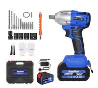Qimu Cordless Impact Wrench,1/2 Brushless Impact Gun,3-in-1 Power Electric Wrench/Max Torque (420N.m),21V Drill Set with 6.0Ah Battery&Charger,4Pcs Sockets,High Torque Impact Wrench for Car Repairs