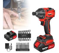 Qimu Cordless Impact Wrench, 1/2 inch Brushless Impact Gun Max Torque 450N.m Impact Wrench Gun Power Electric Wrench with 1.5Ah Lithium Battery and Charger, 14 Impact Sockets, 12 Screwdriver Bits