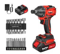 Qimu Cordless Impact Wrench Brushless 1/2Inch Driver, 450N.m High Torque Power Impact Gun with 21V/1.5Ah Lithium Battery 2500 RPM, 14 Impact Sockets Set, 12 Screwdriver Bits, Electric Impact Wrench
