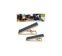 QiMu Solid Wooden Pet Ramp Car Dog Ladder - 4-Height Adjustable with N