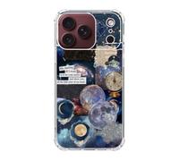 Qimulgociz Vintage Celestial Sun Moon Star Pattern Collage Phone Case for iPhone 18 Pro, Aesthetic Space Planet Star Phone Cover, Trendy Cool TPU Case Cover