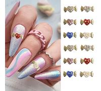 QIMYAR 20Pcs 3D Candy Heart Nail Charms Rhinestones Diamonds Glitter Multi-Color Heart Shape Candy Design Gold Charms Nail Studs Gems for Women Girl Nail Jewelry Making Crafts