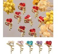 QIMYAR 20Pcs 3D Heart Nail Charms Rhinestones Diamonds Glitter Multi-Color Heart Crystal Design Gold Charms Nail Studs Gems for Women Girl Nail Jewelry Making Crafts