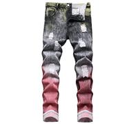 QIMYUM Mens Ripped Jeans, Distressed Destroyed Slim Fit Straight Leg Denim Pants, B161, 34