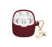 QIMZBAAT Case Cover for Jbl Tune Flex with Cute Bee Daisy Flower Charm Keychain,Soft Silicone Protective Shock Cover Accessories for Jbl Tune Flex Wireless Headphones Charging Case Burgundy