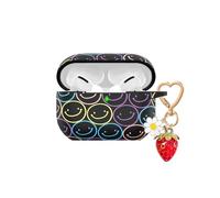QIMZBAAT for Airpods Pro 2 Case Cover,Cute Lucky Smiley Print Soft Silicone Cover with Cute Strawberry Daisy Flower Charm Accessories for Apple Airpods Pro 2nd Generation Charging Case Smiley