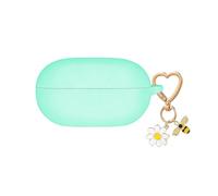 QIMZBAAT for Beats Solo Buds Case Cover with Cute Bee Daisy Flower Charm Keychain, Soft Silicone Cover Shockproof Protective Case Accessories for New Beats Solo Charging Case for Women Men Mint Green
