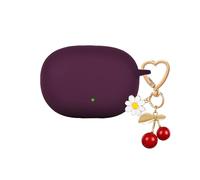 QIMZBAAT for Beats Studio Buds Case/Studio Buds Plus Case Cover,Soft Silicone Cover Protective with Cute Cherry Daisy Flower Charm Keychain for Beats Studio Buds+ Charging Case Dark Purple