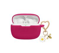 QIMZBAAT for JBL Vibe Beam 2 / JBL Vibe Beam Case Cover with Cute Bee Daisy Flower Charm Keychain,Soft Silicone Protective Shock Cover for JBL Vibe 200TWS Headphones Charging Case Magenta