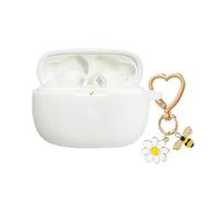 QIMZBAAT for JBL Vibe Beam/JBL Vibe 200TWS Case Cover with Cute Bee Daisy Flower Charm Keychain,Soft Silicone Protective Case for JBL Vibe 200TWS & JBL Vibe Beam True Headphones Charging Case White